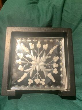 Etched Glass Decorative Trinket Box in Black Frame